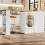 Table de bar rotative � 360� avec �tag�res de porte, s�parateurs amovibles, blanc ( 138 x 39 x 102 cm) ...