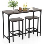Costway - table bar avec tabouret, table de cuisine 2 personnes pour petit espace, repose - pied, mange ...
