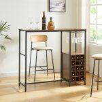 [en. casa] - table de bar trndelag 120 x 40 x 105 cm noir effet noyer