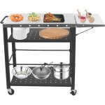 Table de barbecue portable d'ext�rieur, table d'appoint pour barbecue, chariot de service pliant de jardin, ...