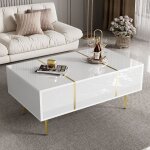 Dans les nuages - table basse 100 cm, rectangulaire, avec 2 tiroirs de rangement, brillante, moderne, ...