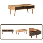 Table basse 100x50x39 cm bois d'acacia solide - table basse design contemporain - table basse acacia ...