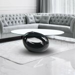 Toscohome - table basse 115x65 cm avec plateau ovale en verre et cadre noir brillant - miranda Toscohome - table basse 115x65 cm avec plateau ovale en verre et cadre noir brillant - miranda