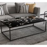 Table basse 120x60x35 cm en pierre aspect marbre noir - thaos Table basse 120x60x35 cm en pierre aspect marbre noir - thaos