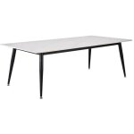 Table basse 140 cm c�ramique blanc pieds m�tal noir - ryder 2
