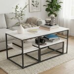 Table basse, lot de 2 tables gigognes 105x52cm, table de salon modulable et gain de place, table d'appoint, ...