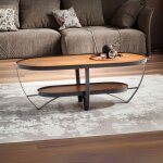 M&s - table basse 2 niveaux 100x50x37, 5 cm en bois de sheesham et métal noir M&s - table basse 2 niveaux 100x50x37, 5 cm en bois de sheesham et métal noir