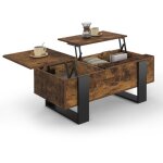 Idmarket - table basse 2 plateaux relevables phoenix bois effet vieilli et noir Idmarket - table basse 2 plateaux relevables phoenix bois effet vieilli et noir