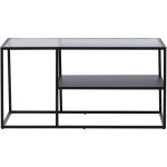 Table basse 2 plateaux en verre et m�tal - noir - campinas