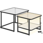 Vasagle - table basse, lot de 2 tables de salon gigognes avec led, table basse carrée moderne, verre ... Vasagle - table basse, lot de 2 tables de salon gigognes avec led, table basse carrée moderne, verre ...