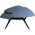 Table basse 3 plateaux pivotants en c�ramique effet acier marron - nayor