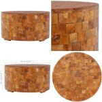 Table basse 60x60x35 cm bois de teck massif - table basse - meubles de salon - table ronde - table en ...