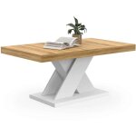 Idmarket - table basse alicia plateau bois et pied x blanc