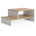 Table basse amely, ch�ne dor� / blanc, 90x55cm avec �tag�re, vicco