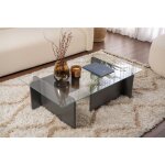 Table basse verre fixe gigogne rectangulaire bois en anthracite 105x65x30 cm pour salon ou bureau Table basse verre fixe gigogne rectangulaire bois en anthracite 105x65x30 cm pour salon ou bureau