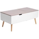 Table basse anzabi avec couvercle relevable blanc 105x505x435cm 712050 87007662 87007662 87007662 87007662 ...