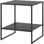 Table basse d'appoint carr�e style industriel en m�tal noir avec une �tag�re - 40 x 40 x 45 cm noir