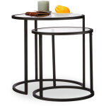 Relaxdays - table basse d'appoint gigogne lot de 2, tables de nuit ronde, tables de chevet, hxlxp : 50, ... Relaxdays - table basse d'appoint gigogne lot de 2, tables de nuit ronde, tables de chevet, hxlxp : 50, ...