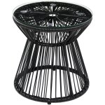 Table basse d'appoint de jardin style cosy � 40 cm plateau verre r�sine filaire noir