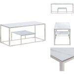 Table basse argenté acier inoxydable et verre trempé - table basse - meuble salon - table d'appoint - ... Table basse argenté acier inoxydable et verre trempé - table basse - meuble salon - table d'appoint - ...