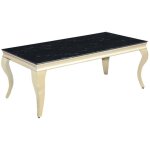 Table basse baroque gold 120x60x45 cm - plateau marbr noir