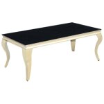 Table basse baroque gold 120x60x45 cm ? plateau noir