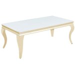 Table basse baroque gold 120x60x45 cm ? plateau blanc