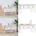 Table basse blanc 102x49x55 cm bois massif de pin - table basse - meuble tv - table d'appoint - table ...