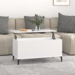 Jinlefu - the living store table basse blanc 90x44, 5x45 cm bois d'ingnierie - table basse blanche - ...