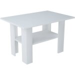 Table basse blanc - table de salon carre avec tagre - 87 x 60 x 55 cm