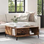 Table basse bois ancien 80 x 80 x 36, 5 cm bois d'ing�nierie, marron, 881183