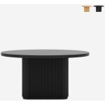 Ahd amazing home design ? table basse ronde en bois noir 80x45cm ? surface cannel�e ? design �l�gant ...