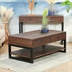 Pier import - table basse bois recyclé double plateau 2 tiroirs samoa Pier import - table basse bois recyclé double plateau 2 tiroirs samoa