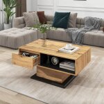 Neche - table basse en bois, table de salon buffet bas avec tiroir, compartiment de rangement, rangement ... Neche - table basse en bois, table de salon buffet bas avec tiroir, compartiment de rangement, rangement ...