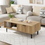 Table basse en bois avec tiroir et case de rangement - con�u pour salon ou salle � manger - design moderne ...