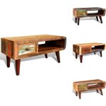 Table basse avec bord incurv et 1 tiroir bois de rcupration - table basse - table d'appoint - meubles ...