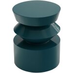 Table basse bout de canap� effet laqu� bleu canard diam 40 cm