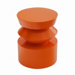 Table basse bout de canap� effet laqu� orange diam 40 cm