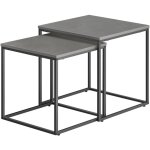 Table basse carr�e, 2 pi�ces - b�ton / pieds noirs