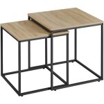 Table basse carre, 2 pices - chne sonoma / pieds noirs