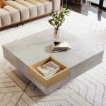 Eifson - table basse carr�e 72 cm avec bo�te de rangement amovible, design color block, combinaison de ...