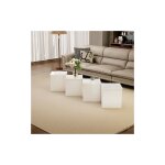 Okwish - table basse carre blanche brillante, table basse diy, combinaison libre, 81x81x40 cm