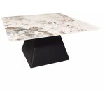 Meubletmoi - table basse carre cramique marbre beige pied trapze - oswald