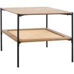 Sweeek - table basse carre coloris naturel vintage double plateaux effet bois et cannage. pitement ...
