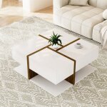 Fortuna lai - table basse carrée haute brillance, avec 4 tiroirs, design uniques, espace de rangement ... Fortuna lai - table basse carrée haute brillance, avec 4 tiroirs, design uniques, espace de rangement ...