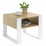Table basse carrée kaja 60x60 blanc / chêne artisanal pour salon table basse mk Table basse carrée kaja 60x60 blanc / chêne artisanal pour salon table basse mk