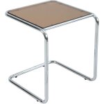 Table basse carre l50 cm en mtal et en verre marron