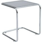 Table basse carre l50 cm en mtal et en verre noir