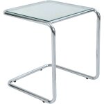 Table basse carr�e l50 cm en m�tal et en verre transparent