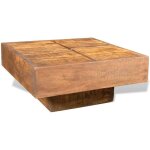 Table basse carr�e marron bois massif de manguier